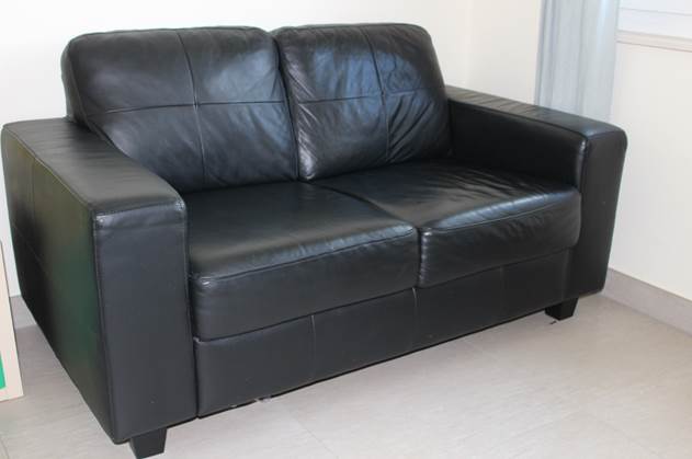 Black leather sofa