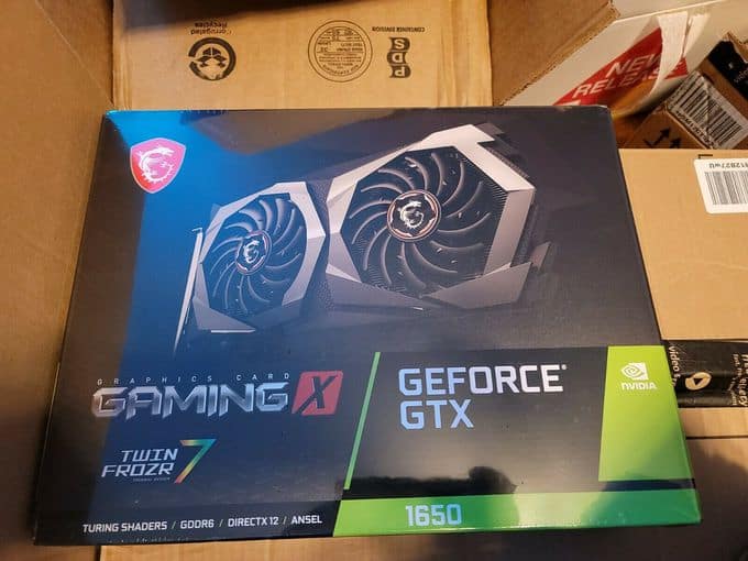 MSI GeForce GTX 1650 Gaming X 4GB GDDR6 Dual Fan Graphics Card. Condition is "New".