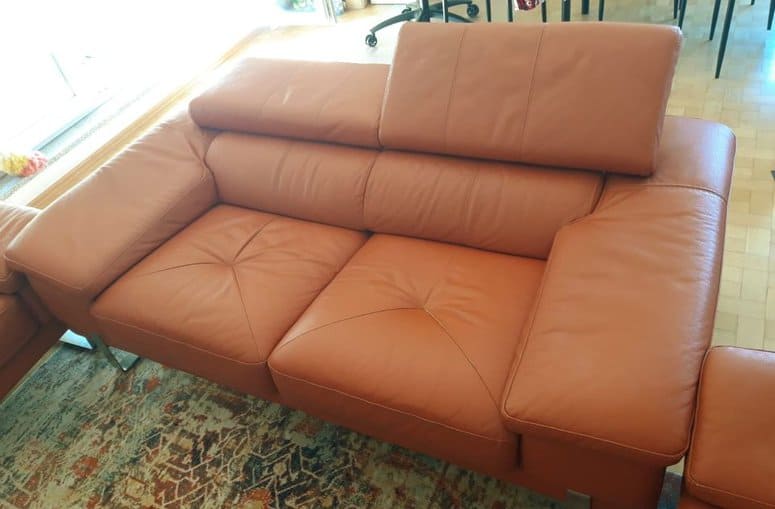 Set of Leather Sofa and Two Armchairs