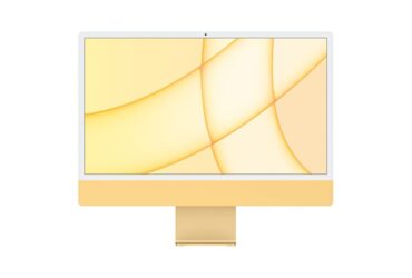 Yellow 24‑inch iMac with Apple M1 chip.