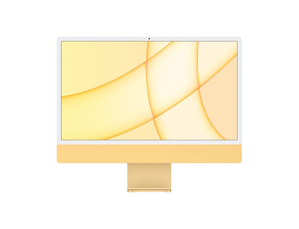 Yellow 24‑inch iMac with Apple M1 chip.